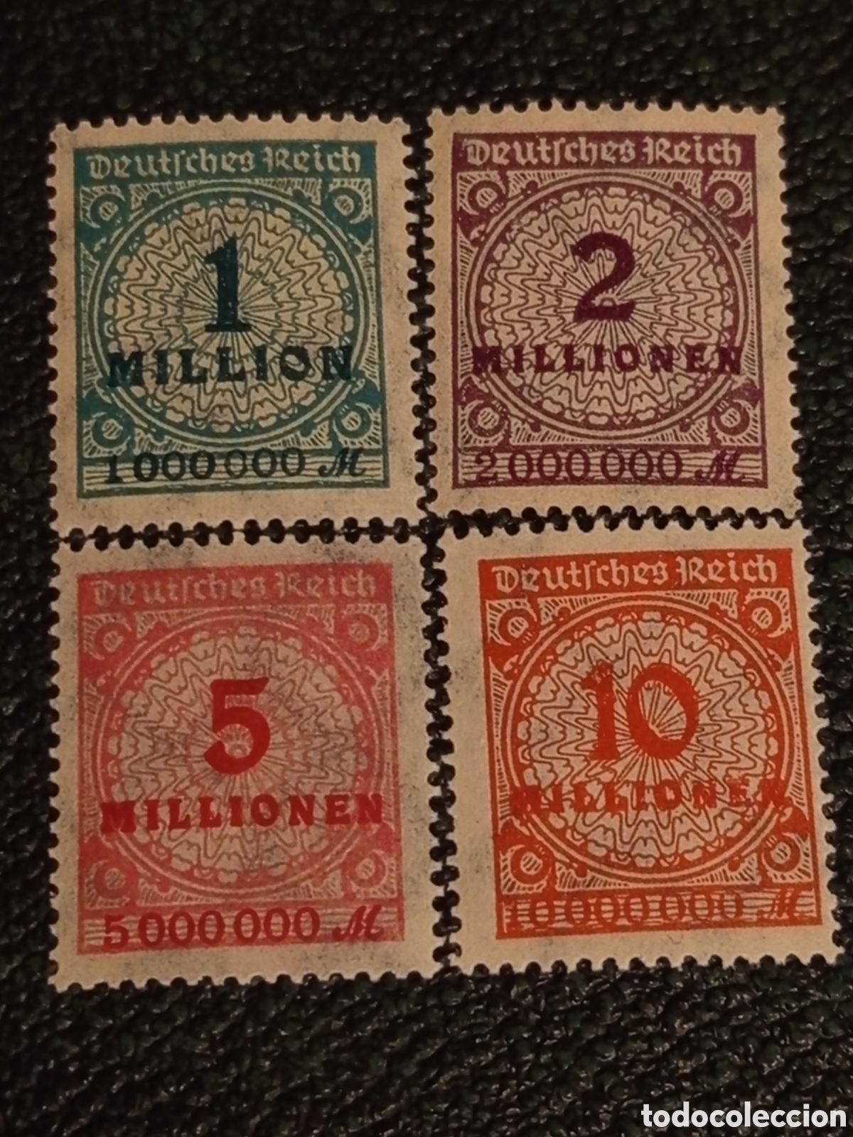 Sellos: Lote 4 Sellos Alemania 1923 Hiperinflaci&oacute;n Millones Michel 281, 289, 293, 296 MNH