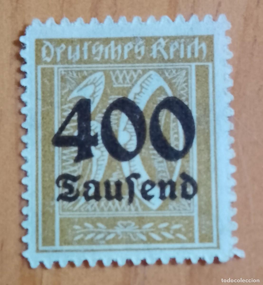 Sellos: ALEMANIA, DEUTSCHES REICH - V/F 30 - SUPERPUESTO: 400 SAUFEND