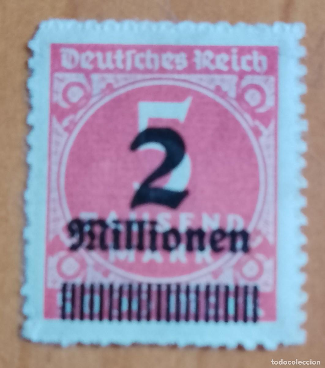 Sellos: ALEMANIA, DEUTSCHES REICH - V/F 5 MARK SUPERPUESTO: 2 MILLIONEN