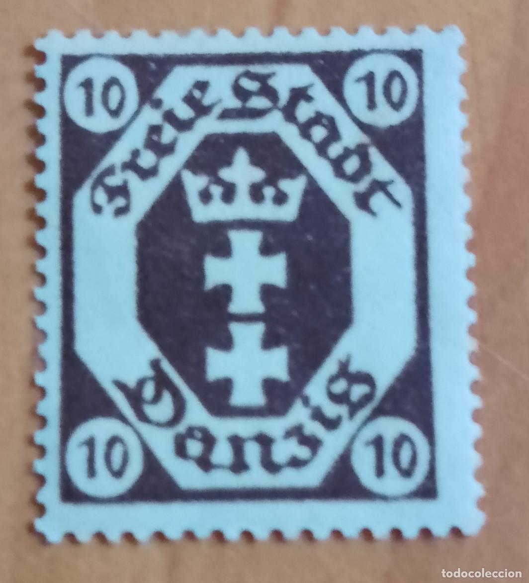 Sellos: ALEMANIA - V/F 10 - CIUDAD LIBRE DE DANZIG - ESCUDO Y CRUCES