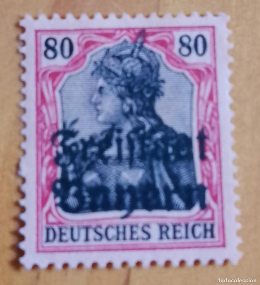 Sellos: ALEMANIA, DEUTSCHES REICH - V/F 80 - A&Ntilde;O 1916 - IMPERIO ALEM&Aacute;N - CON SUPERPUESTO EN LETRA NEGRA