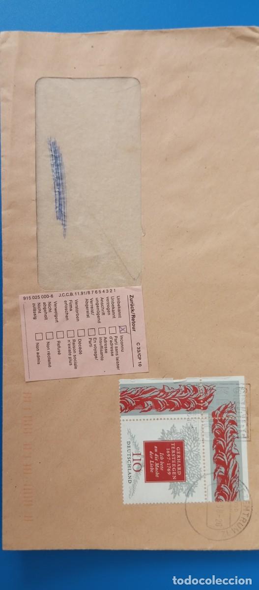 Sellos: ALEMANIA, 1999, CARTA RECHAZADA, DIRECCI&Oacute;N DESCONOCIDA