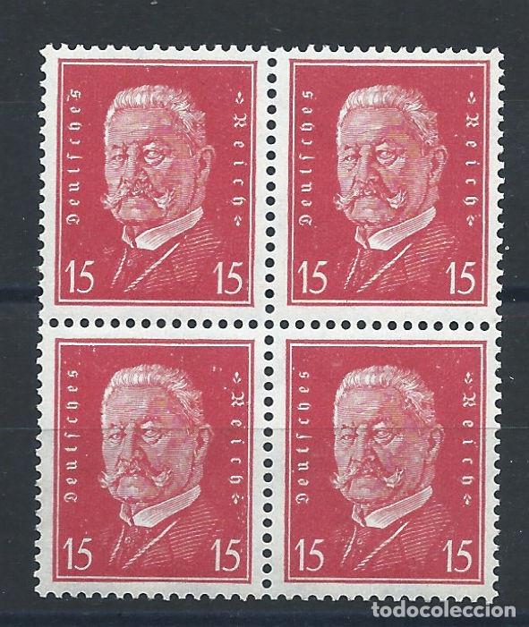 Sellos: Allemagne Empire N&deg;405** (MNH) 1932 Bloc de 4 - Pr&eacute;sident &rdquo;Hindenburg&rdquo;