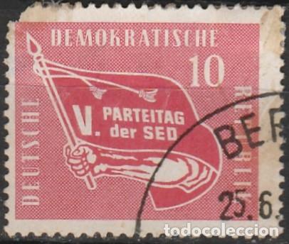 Sellos: 1958 - ALEMANIA ORIENTAL / DDR / RDA - 5&ordm; CONGRESO PARTIDO SOCIALISTA - YVERT 351