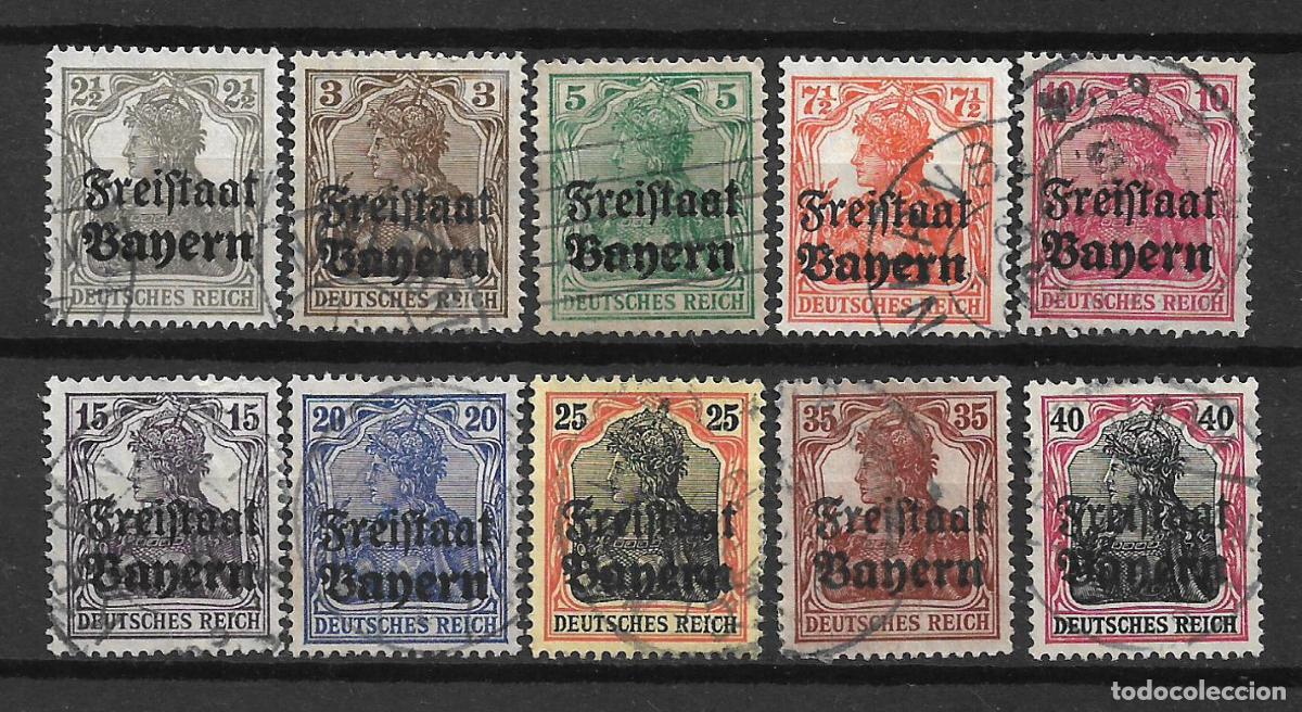 Sellos: alemania bayern 1919 michel 136/145 usado 32&euro; - 2/6