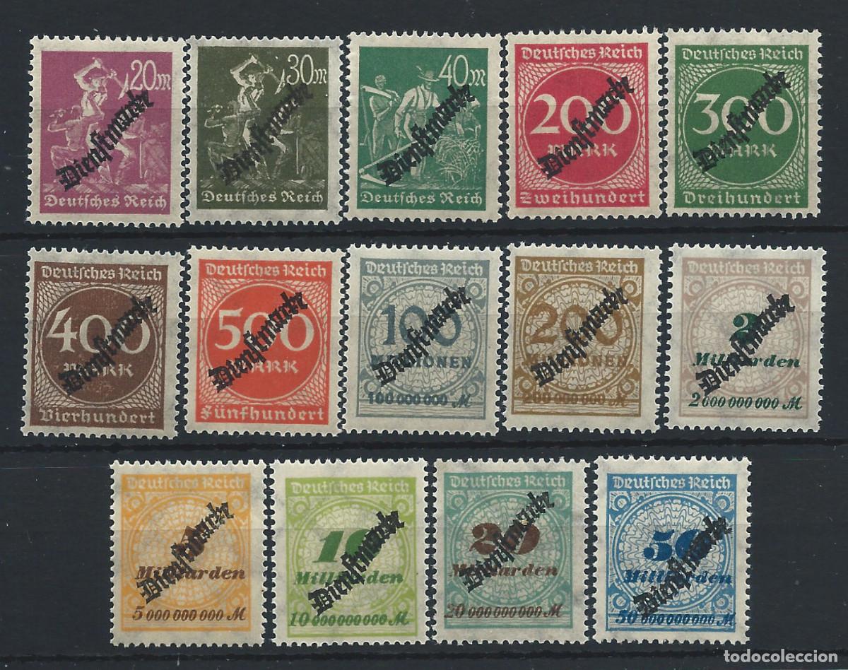Sellos: Allemagne Empire Service N&deg;48/61** (MNH) 1923 - Tp de 1921-23 surcharg&eacute;s
