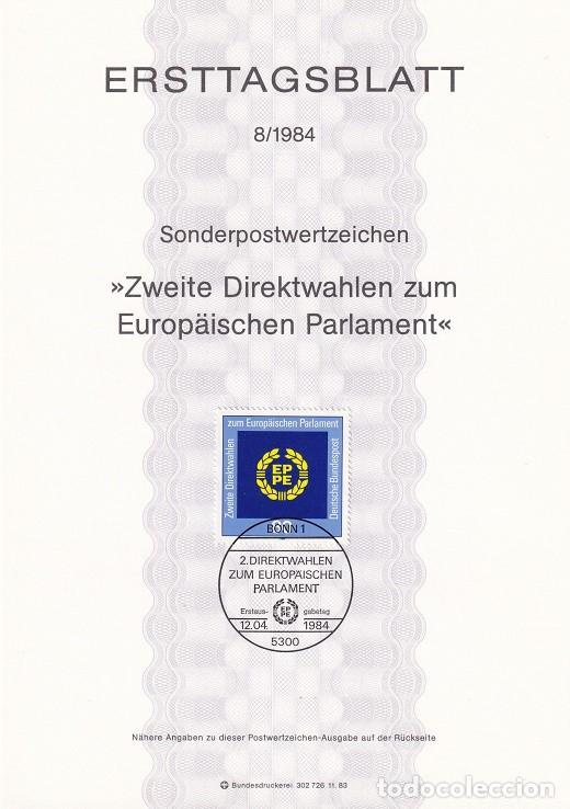 Sellos: Ersttagsblatt 8/1984 Alemania - Elecciones al Parlamente Europeo - Zweite Direktwahlen zum Europ&auml;i..