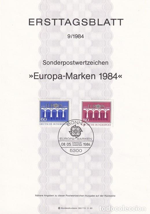 Sellos: Ersttagsblatt 9/1984 Alemania - Europa CEPT - Puentes de uni&oacute;n - 25 A&ntilde;os de emisi&oacute;n - Europa-Marken