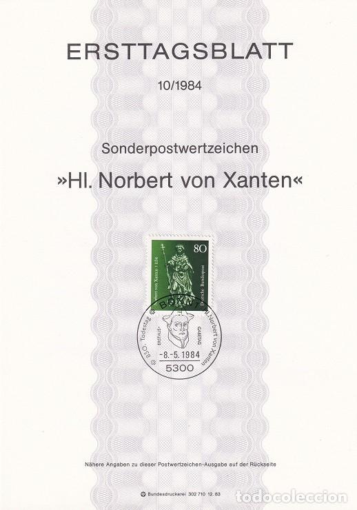 Sellos: Ersttagsblatt 10/1984 Alemania - 850 Aniversario de la muerte de San Norberto de Xanten 1080-1134