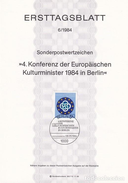 Sellos: Ersttagsblatt 6/1984 Berl&iacute;n / Konferenz der Europ&auml;ischen Kulturminister 1984 in Berlin - Conferenc..