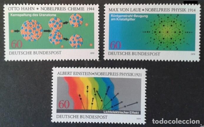 Sellos: ALEMANIA FEDERAL 1979 - PPREMIOS NOBEL ALEMANES - YVERT 865/867**