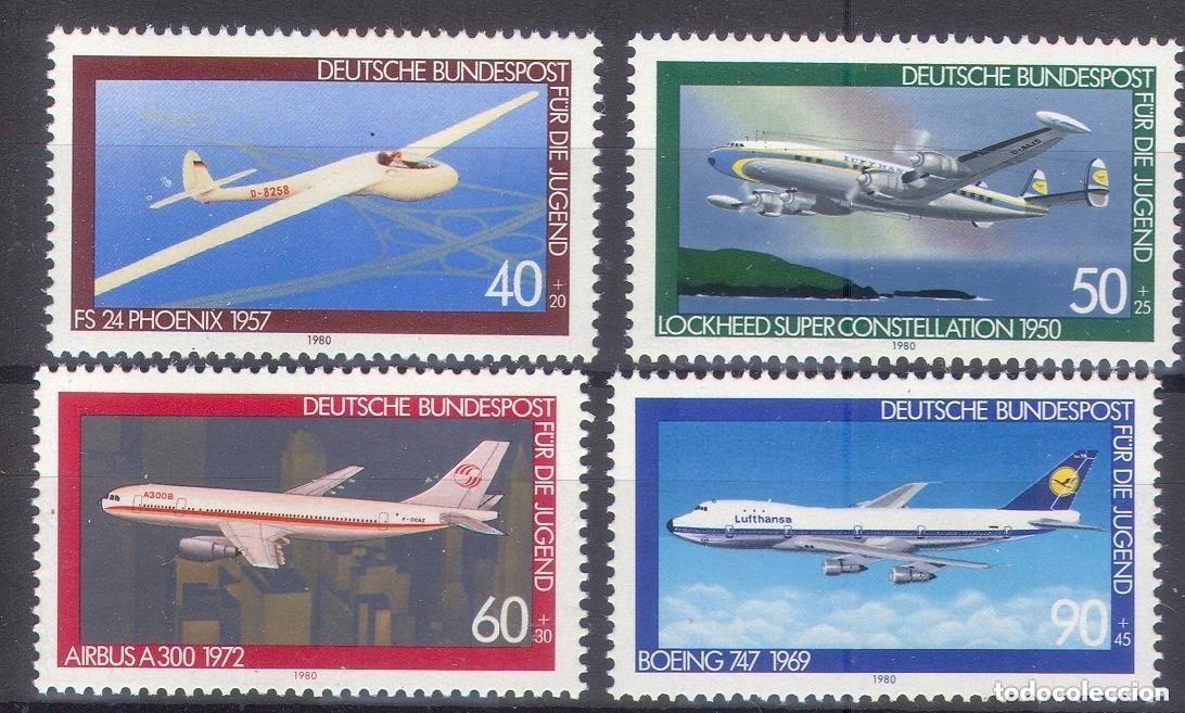 Sellos: ALEMANIA FEDERAL 1980 - POR LA JUVENTUD - AVIONES - YVERT 888/891**