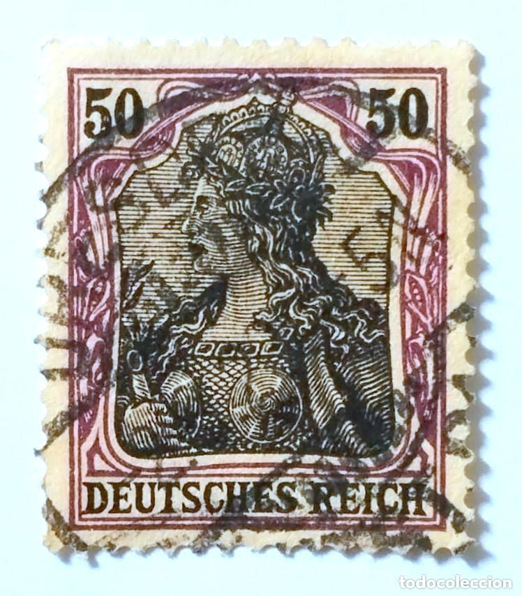 Briefmarken: Sello postal ALEMANIA 1902 , 50 pf, Germania con corona imperial