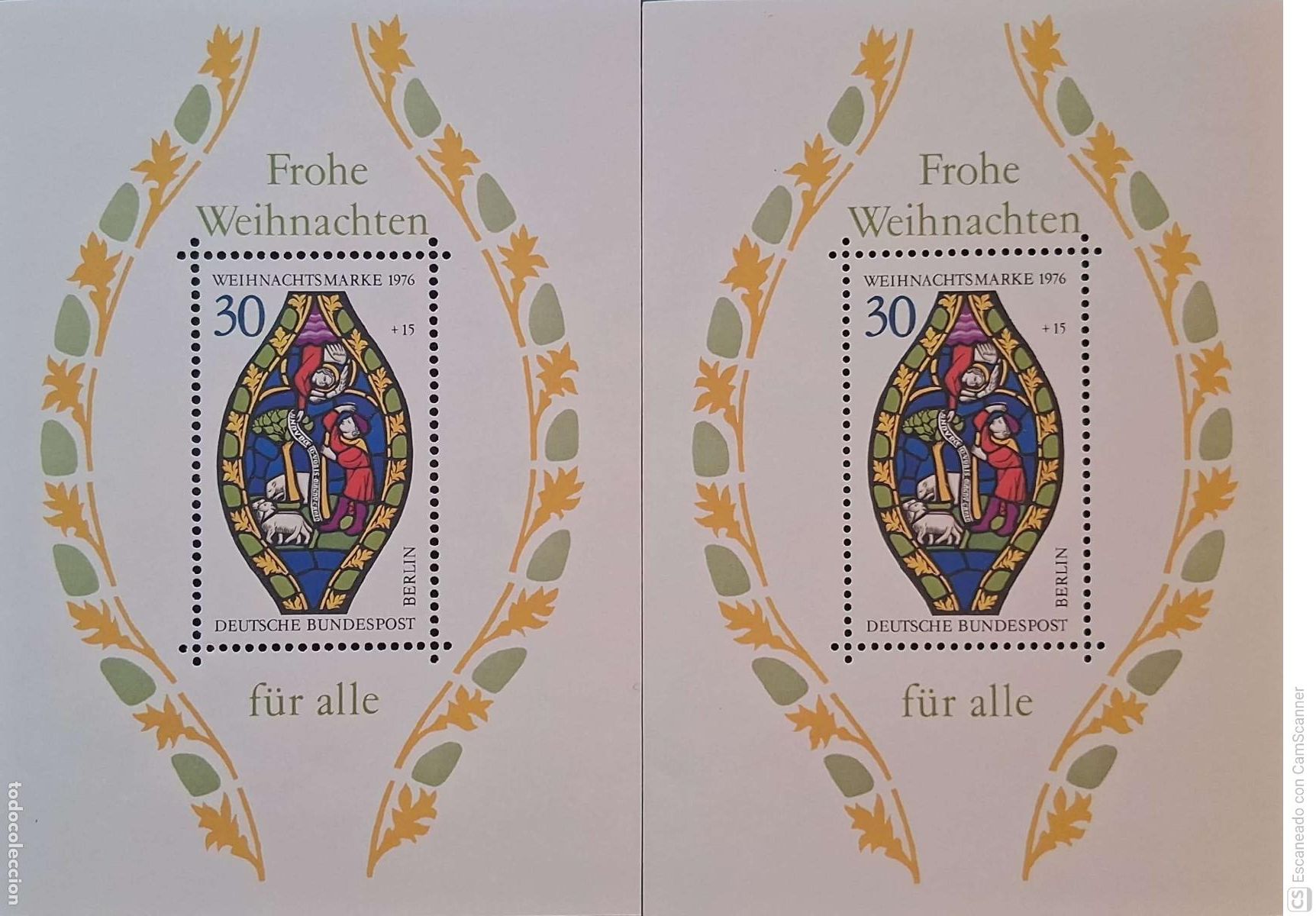 Sellos: LIQUIDACI&Oacute;N. 2 HB 12 Alemania Federal. Navidad: Vidriera. 1976 Nuevas.