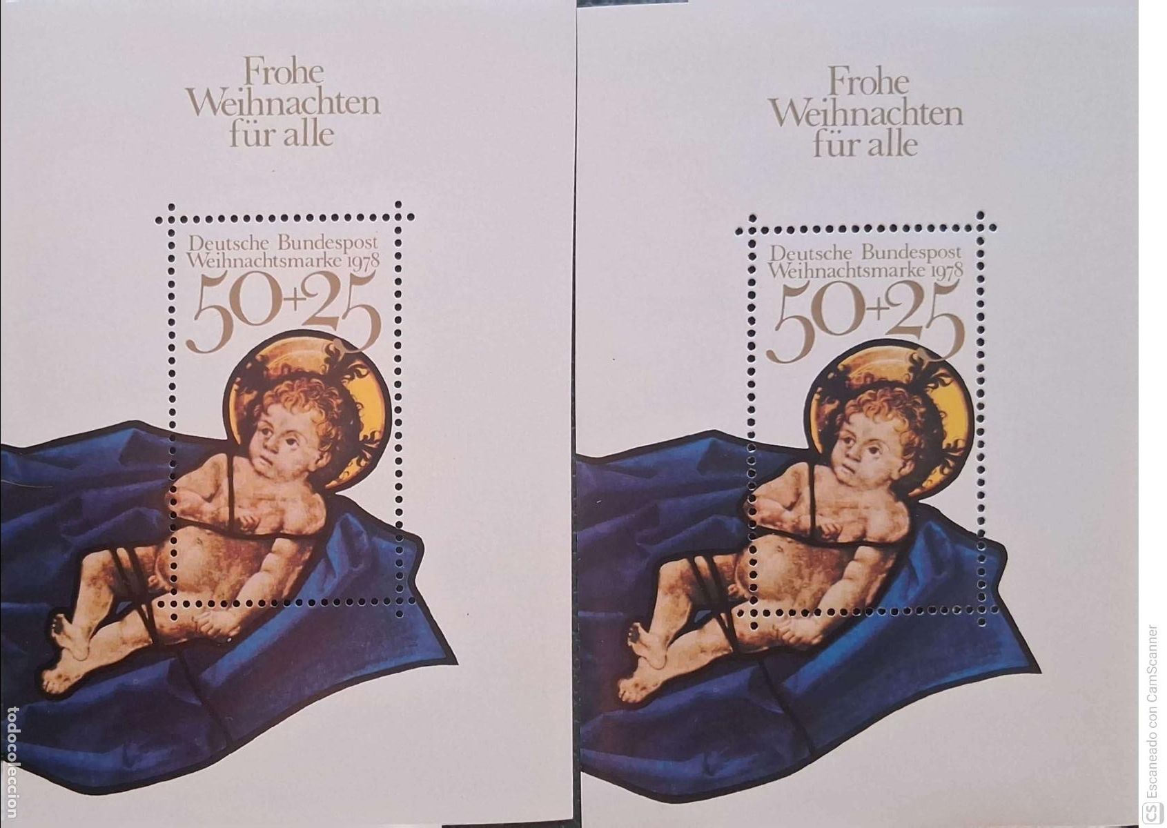 Sellos: LIQUIDACI&Oacute;N. 2 HB 16 Alemania Federal. Navidad: Ni&ntilde;o Jes&uacute;s. 1978 Nuevas.