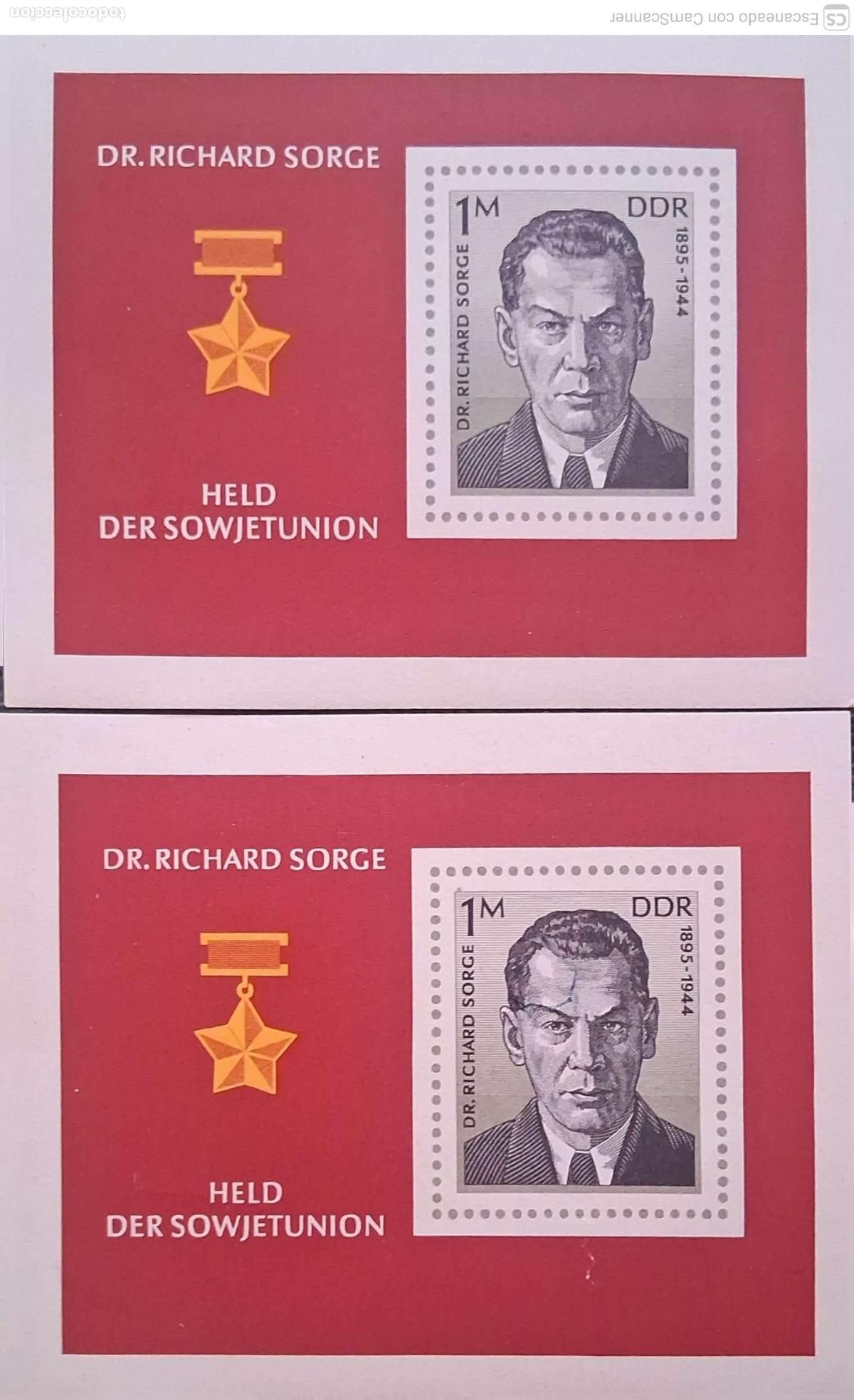 Sellos: LIQUIDACI&Oacute;N. 2 HB 39 Alemania Oriental. Dr. Richard Sorge. 1976 Sellos nuevos y numeraci&oacute;n Yvert.