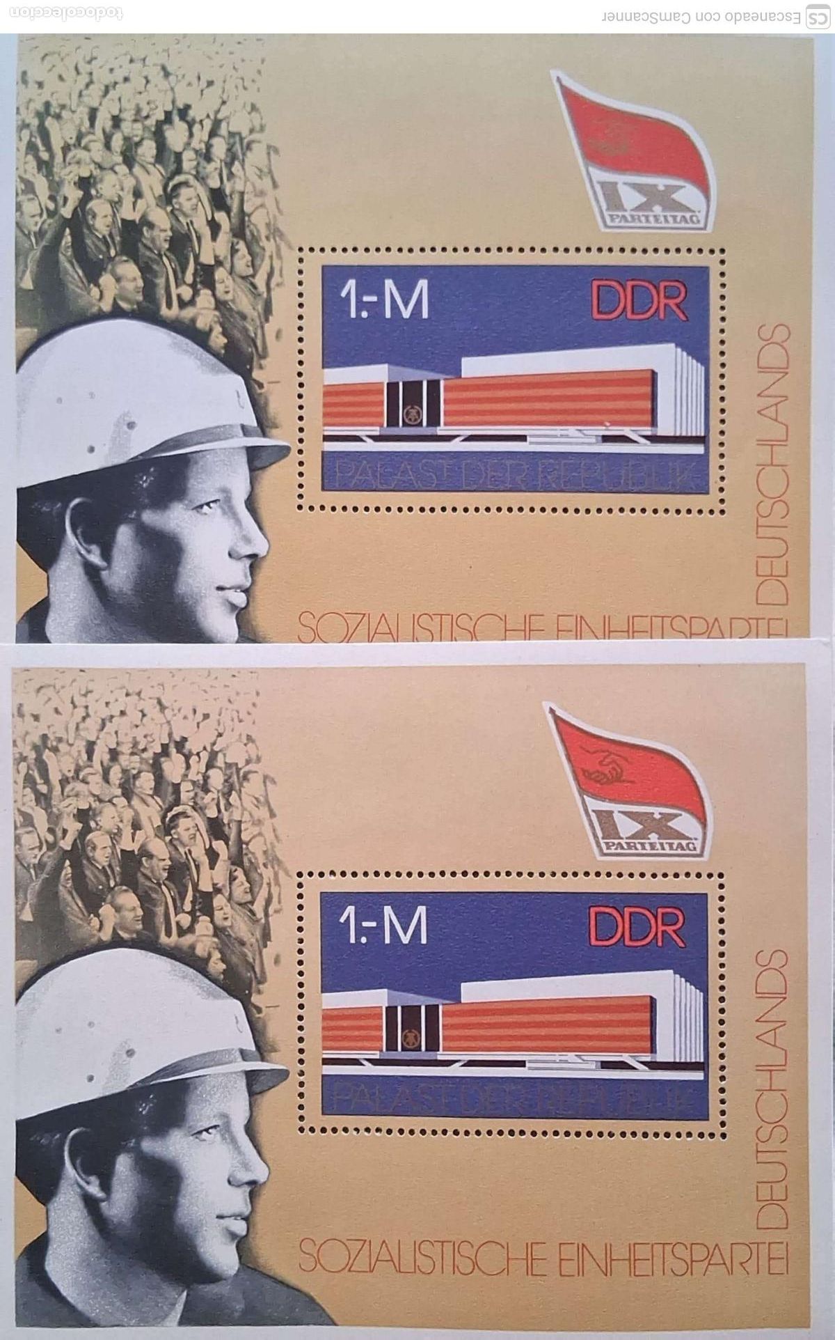 Sellos: LIQUIDACI&Oacute;N. 2 HB 40 Alemania Oriental. Congreso del Partido socialista unitario alem&aacute;n. 1976 Sellos