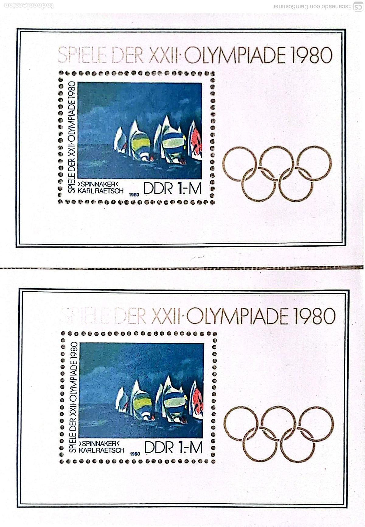 Sellos: LIQUIDACI&Oacute;N. 2 HB 58 Alemania Oriental. Juegos Ol&iacute;mpicos de Mosc&uacute;: Veleros. 1980 Sellos nuevos y nu