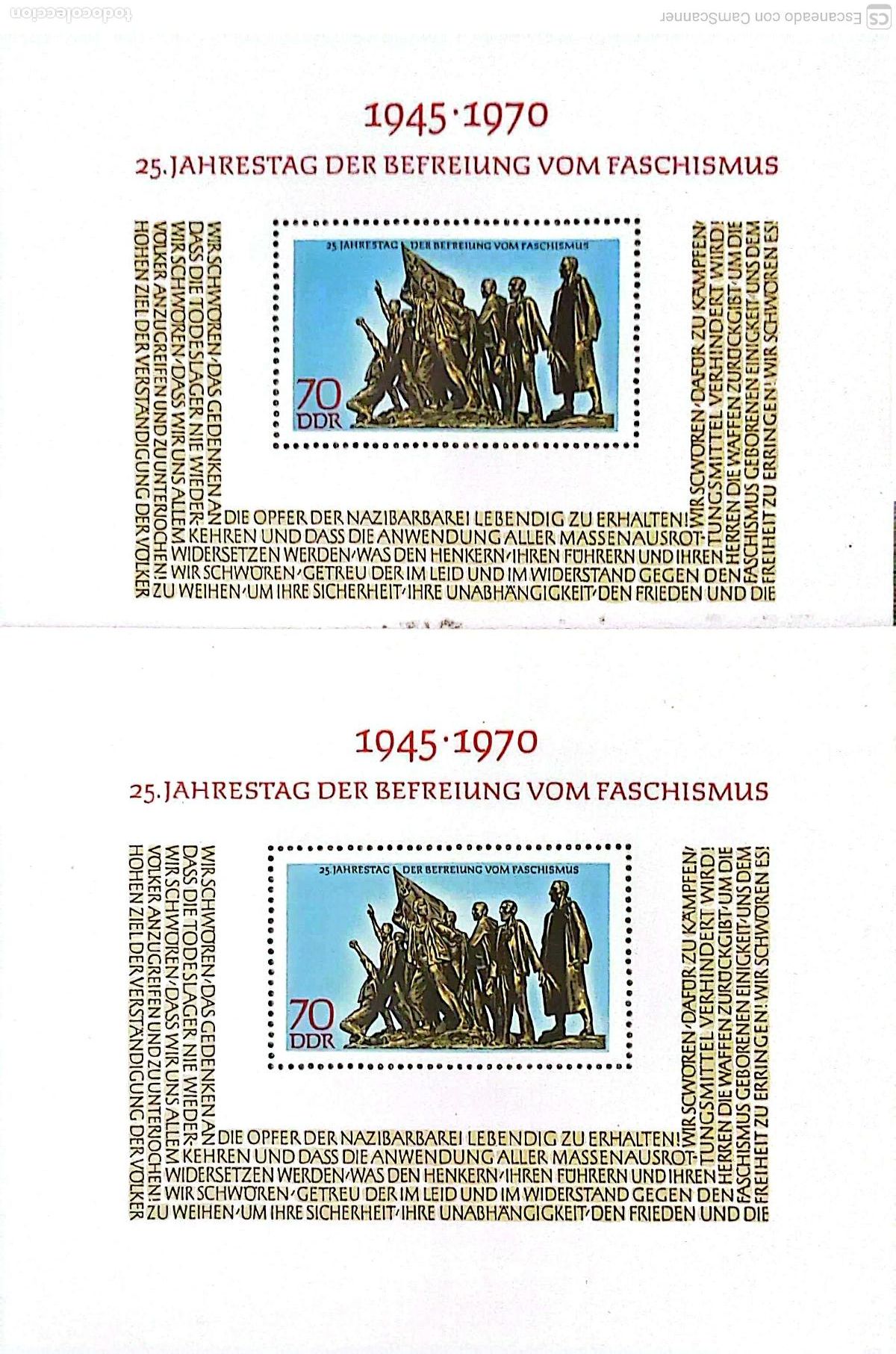 Sellos: LIQUIDACI&Oacute;N. 2 HB 27 Alemania Oriental. mAniversario de la liberaci&oacute;n del fascismo. 1970 Sellos nuev