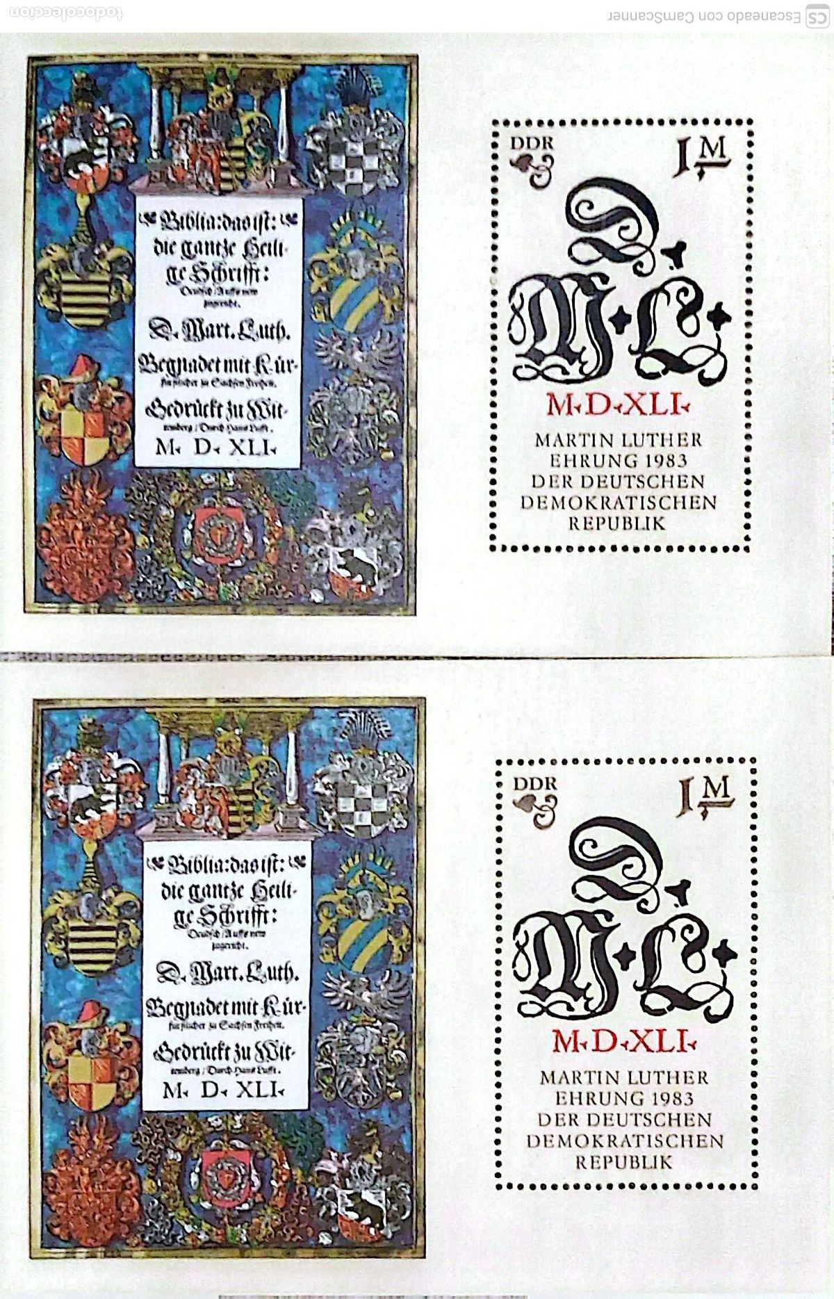 Sellos: LIQUIDACI&Oacute;N. 2 HB 27 Alemania Oriental. Aniversario del nacimiento del te&oacute;logo y reformador Mart&iacute;n L