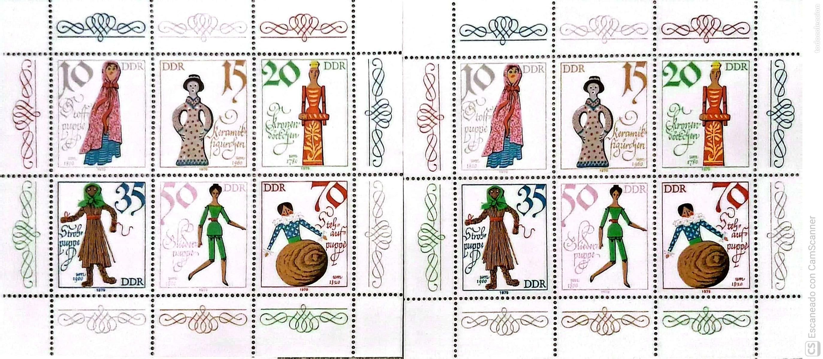 Sellos: LIQUIDACI&Oacute;N. 2 Alemania Oriental 2135/40 Mu&ntilde;ecas antiguas, en MH. 1979. Sellos nuevos y numeraci&oacute;n