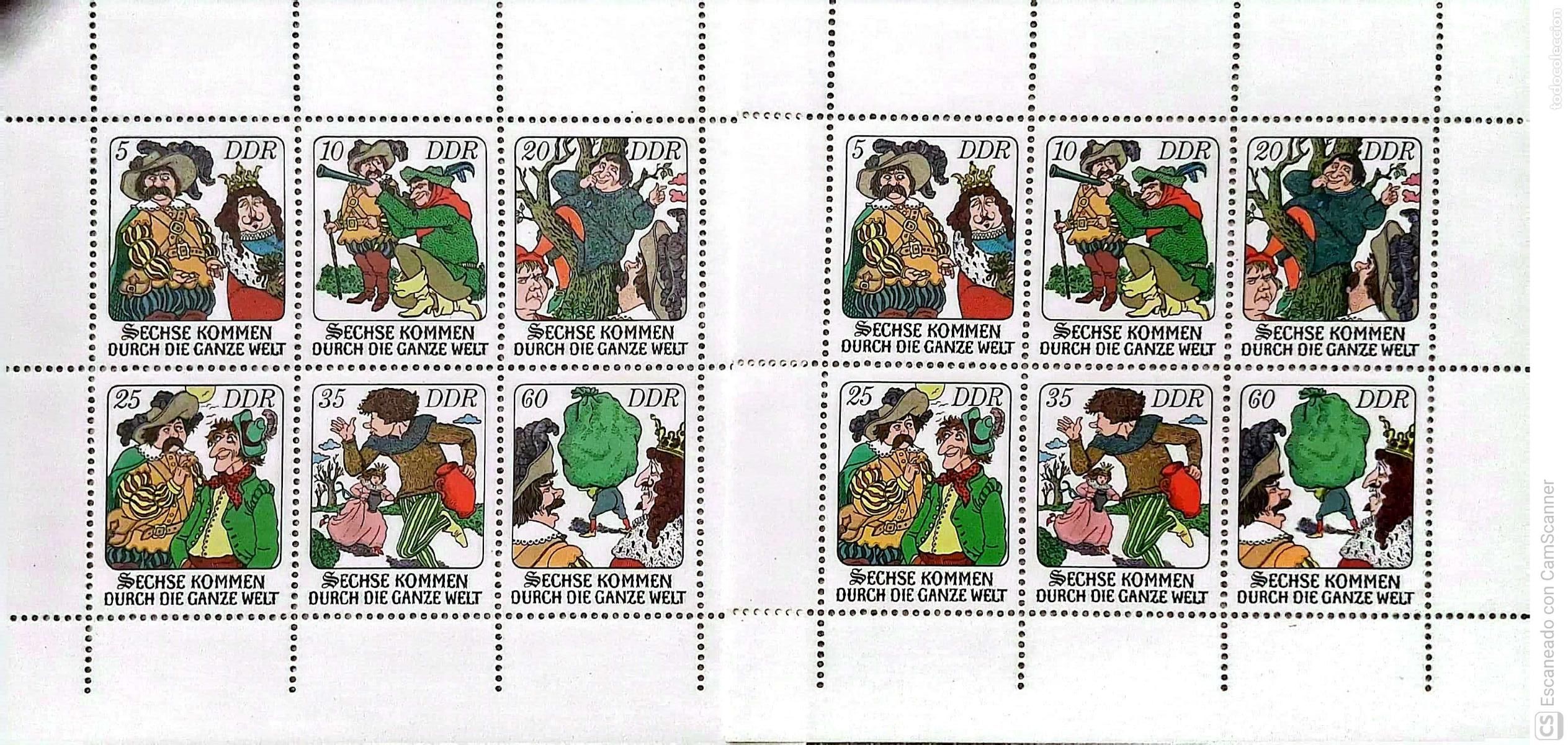 Sellos: LIQUIDACI&Oacute;N. 2 Alemania Oriental 1951/56 Im&aacute;genes del cuento para ni&ntilde;os:Seis hombres hacen la vuelt