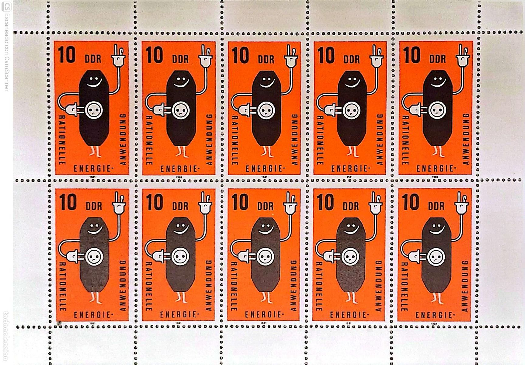 Sellos: LIQUIDACI&Oacute;N. Alemania Oriental 2257 Econom&iacute;a racional de energ&iacute;a, en MH de 10 sellos. 1981 Sellos n
