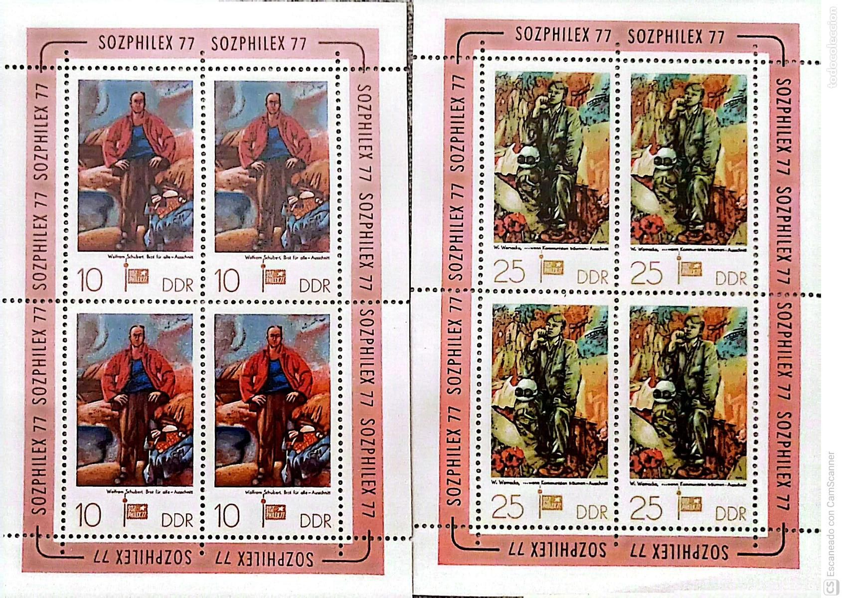 Sellos: LIQUIDACI&Oacute;N. 2 HB 43/44 Alemania Oriental Exposici&oacute;n de sellos de los pa&iacute;ses socialistas: Cuadros. 1