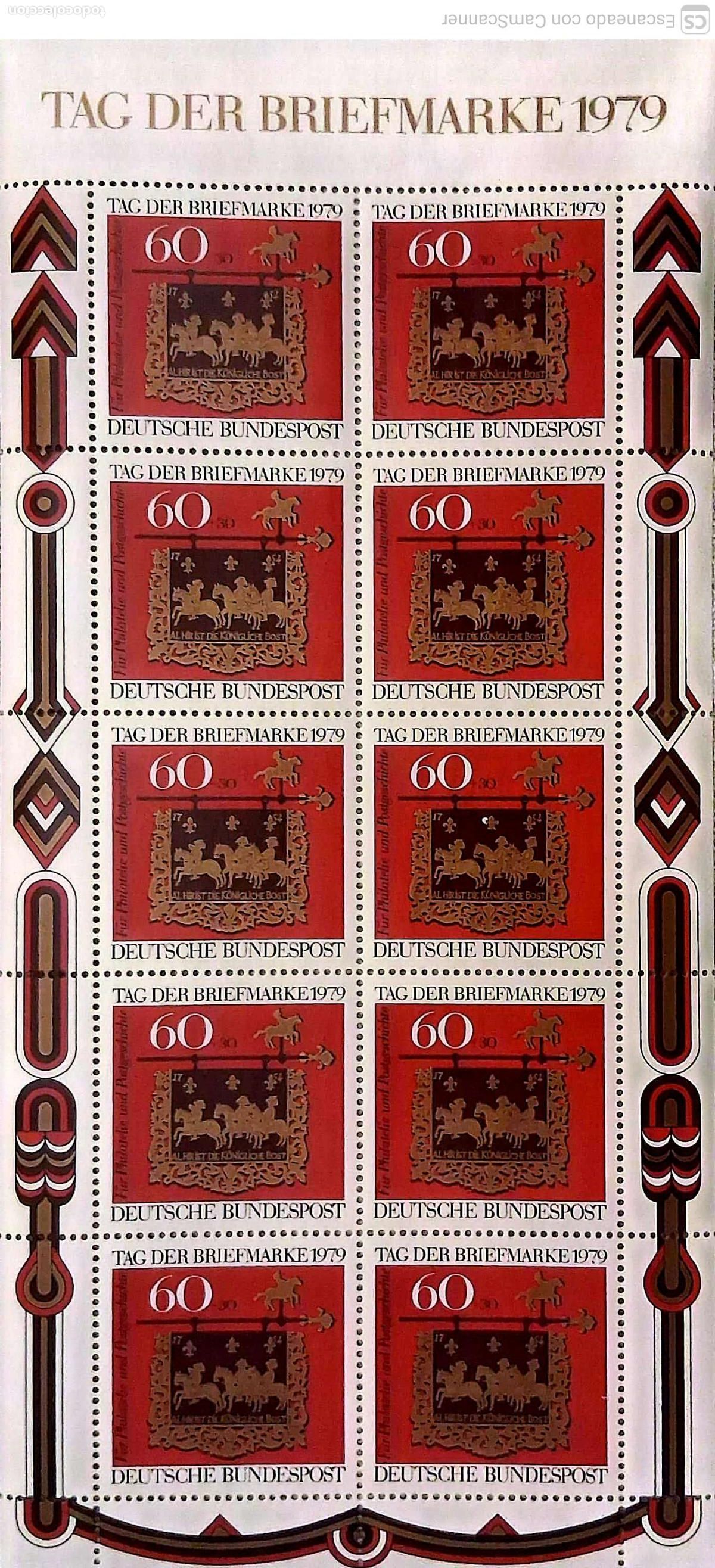 Sellos: LIQUIDACI&Oacute;N. 869 Alemania Federal. D&iacute;a del Sello, en MH de 10 sellos. 1979 Sellos nuevos y numeraci&oacute;