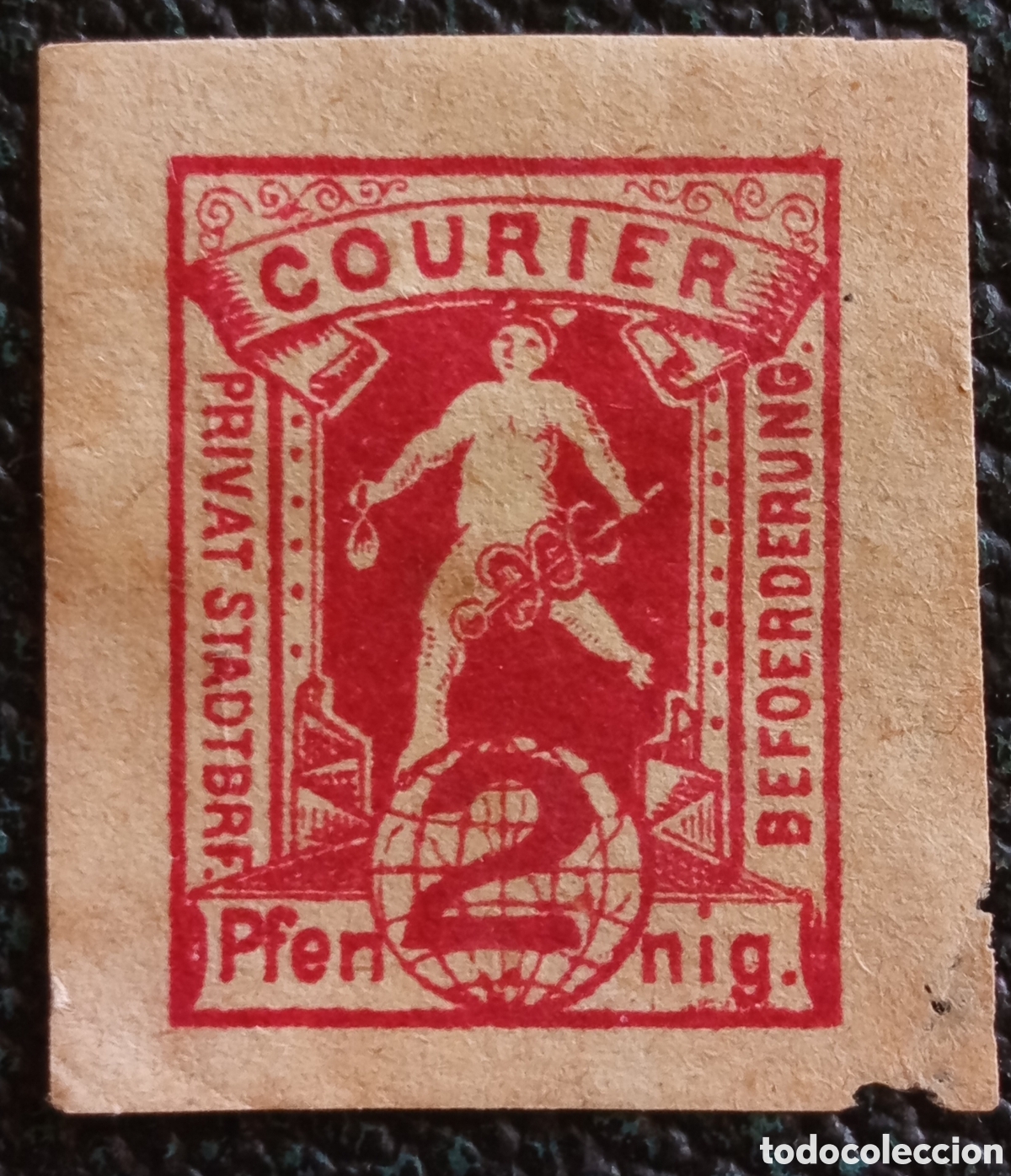 Sellos: Alemania MAGDEBURGO 1887 2pf sello postal privado local #7Ba IMPERFORADO