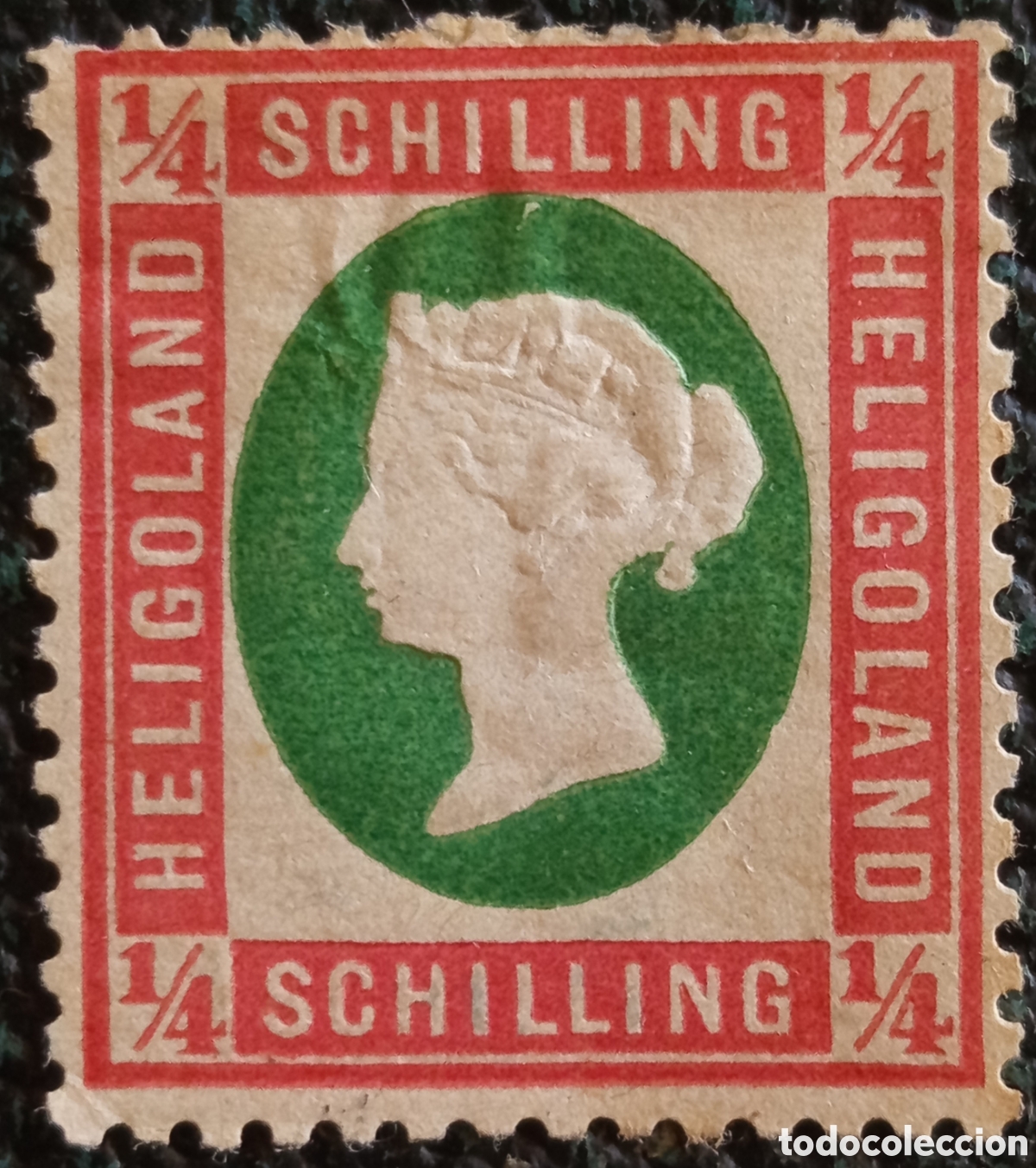 Sellos: Helgoland 1873 1/4 Schilling Reina Victoria Michel N&ordm;8 rojo/verde MH