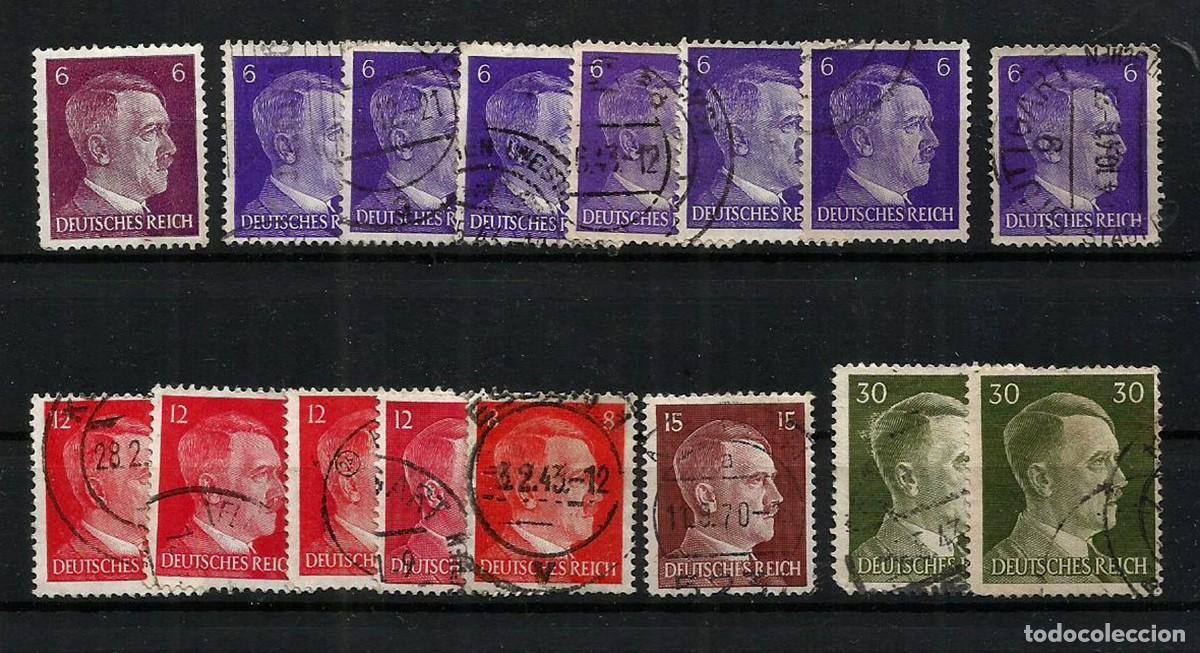 Sellos: ALEMANIA IMPERIO - 1942 - Lote 16 Hitler - Nuevos y Circulados