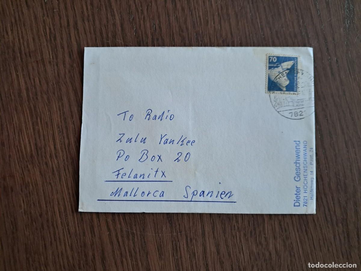 Sellos: sobre, carta circulada con sellos de Alemania, a&ntilde;os 70. radioaficionado.