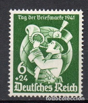 Sellos: EUDR ALEMANIA III REICH A&Ntilde;O 1941 YV 686*** D&Iacute;A DEL SELLO CORNET&Iacute;N DE CORREOS M&Uacute;SICA UNIFORMES