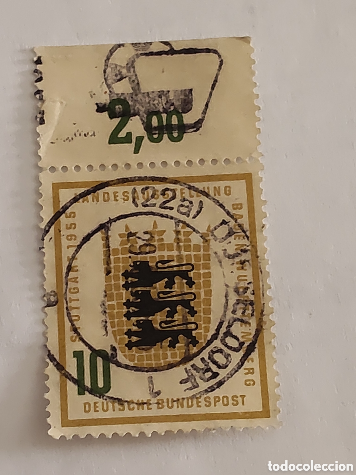 Sellos: Sello de Alemania Occidental escudo de armas de Baden-Wurtemberg(tres leones) 1955 usado