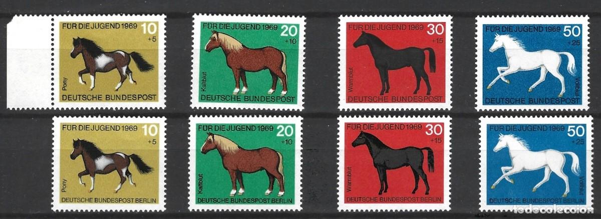 Sellos: ALEMANIA FEDERAL - SELLOS DE BIENESTAR SOCIAL DE 1969 DE LA RFA Y BERL&Iacute;N - CABALLOS - MNH