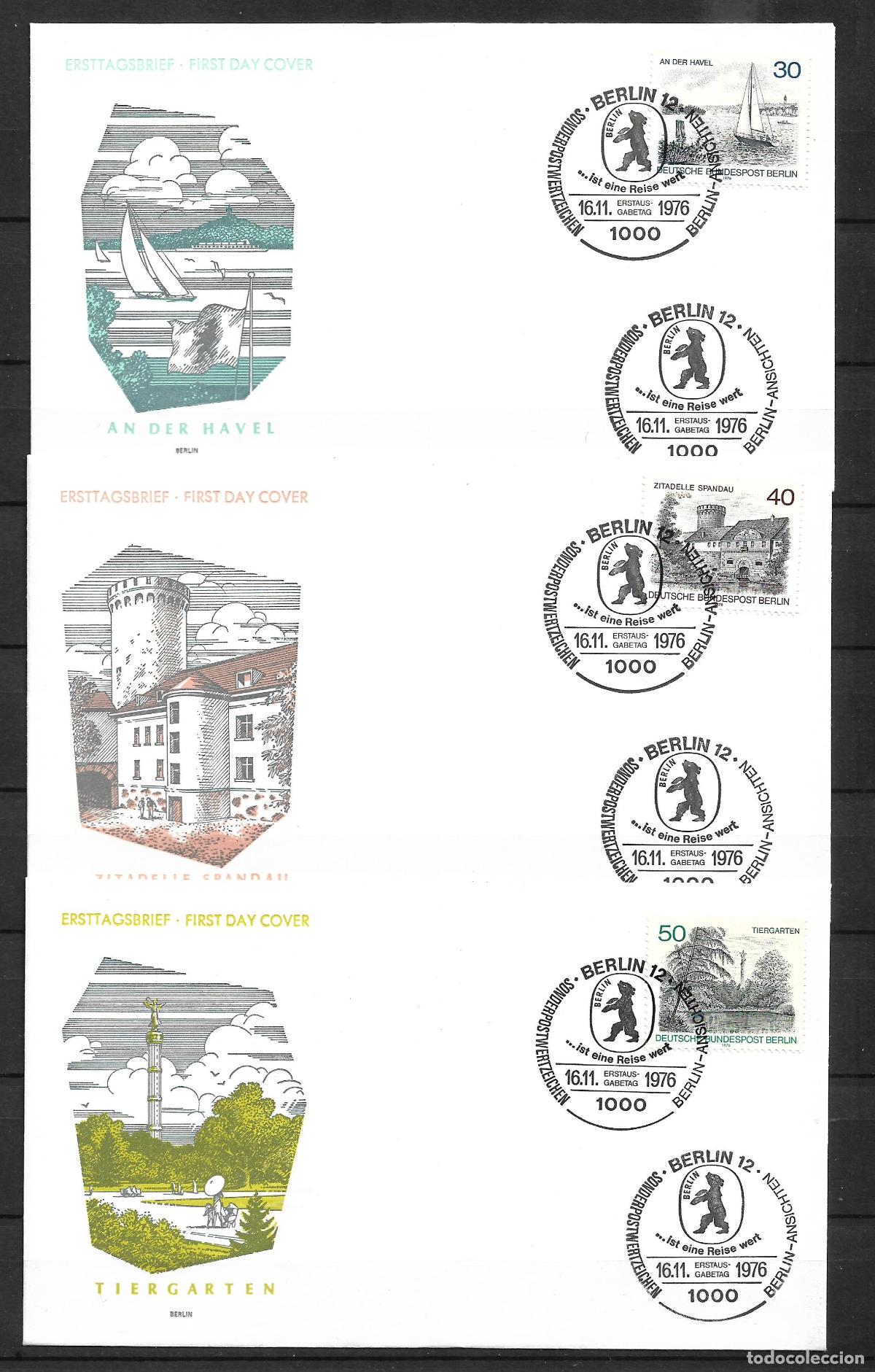 Sellos: alemania berlin 1976 michel 529/531 sobre primer dia 3.40&euro; - 153/5