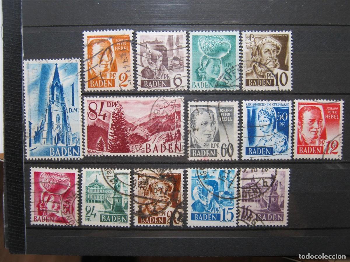 Briefmarken: ALEMANIA BADEN 1948 SERIE YVERT 14/27 USADOS PERFECTOS.