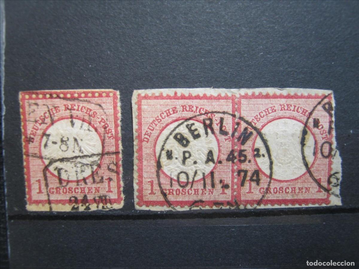 Sellos: ALEMANIA IMPERIO REICH 1872 YVERT 16 TRES EN USADO SOBRE FRAGMENTO.