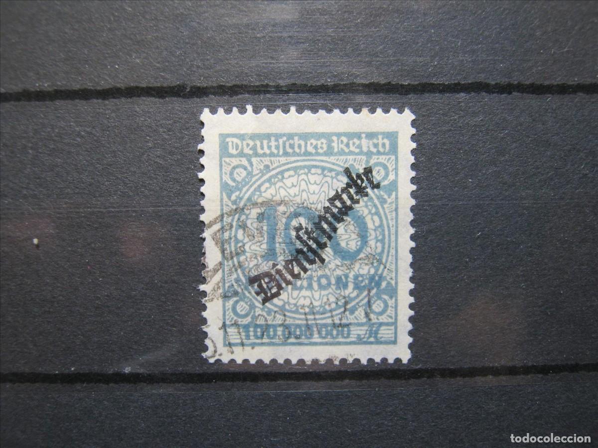Sellos: ALEMANIA IMPERIO REICH 1923 SERVICIO MICHEL 82 USADO MATASELLOS FALSO, PARA COMPLETAR.