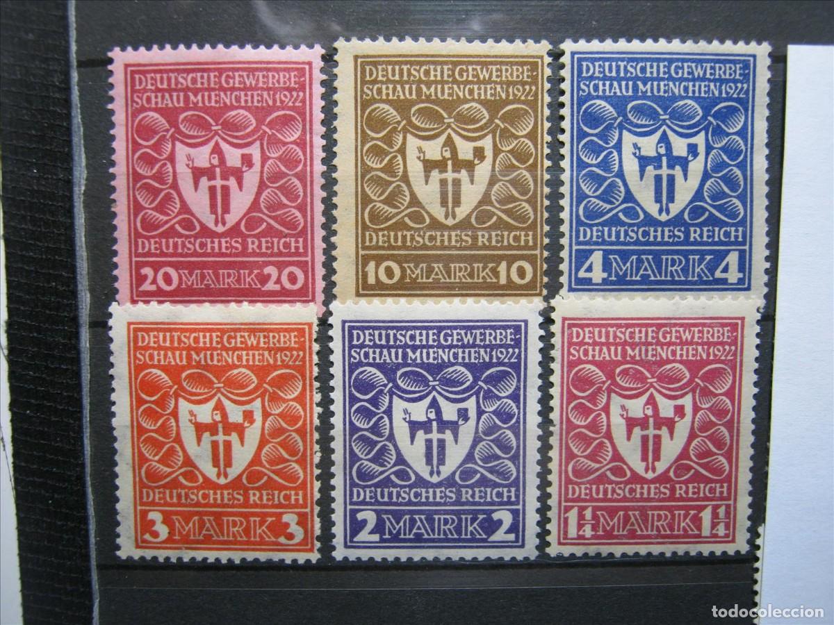 Timbres: ALEMANIA IMPERIO REICH 1922 SERIE YVERT 214/219 MH* LUJO.