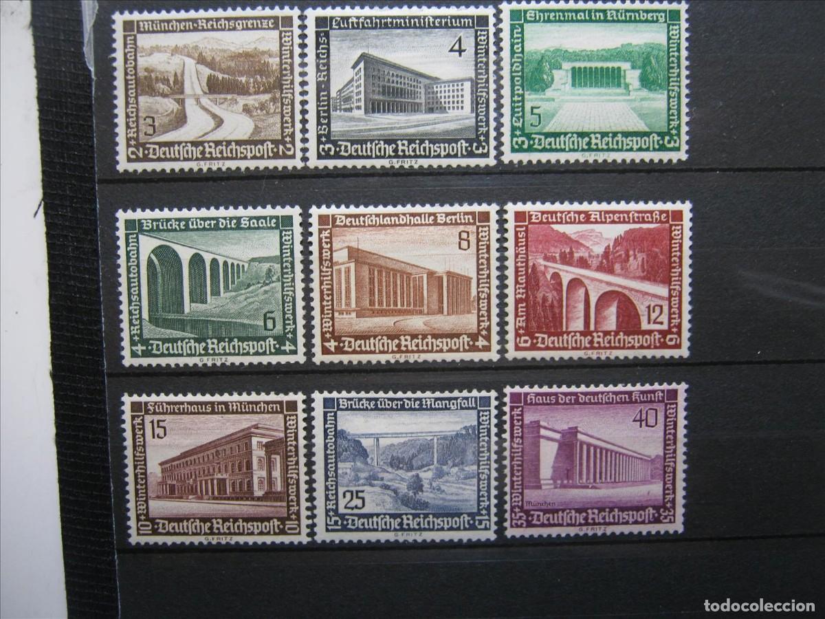 Sellos: ALEMANIA IMPERIO REICH 1936 SERIE YVERT 582/590 MH*/LH* CON EL 40 PF MNH** LUJO.
