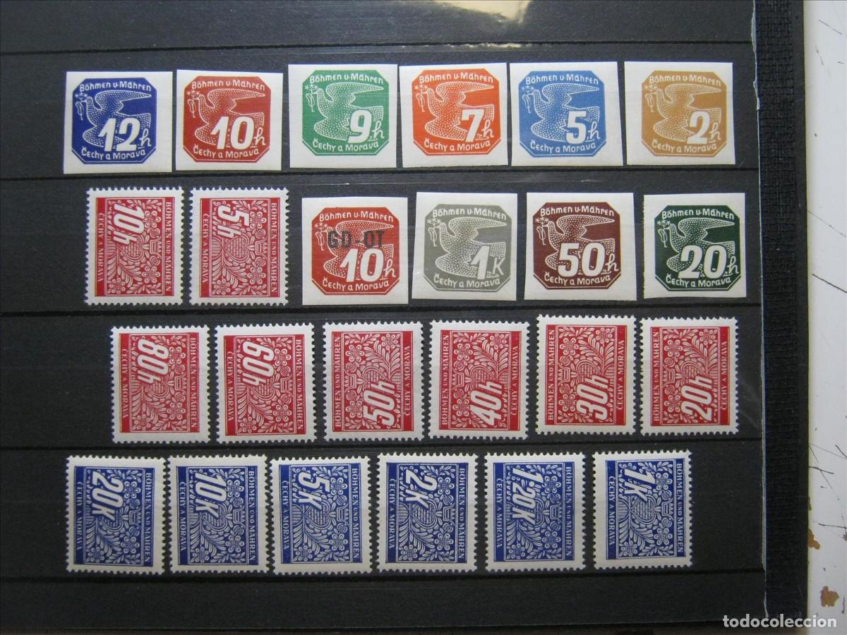 Sellos: ALEMANIA OCUPACI&Oacute;N BOHEMIA Y MORAVIA SERIES YVERT 1/10 PERI&Oacute;DICOS Y 1/14 TASAS LH*/VLH* LUJO.