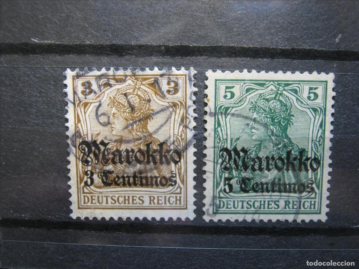 Francobolli: ALEMANIA COLONIA MARRUECOS 1911 YVERT 45 Y 46 USADOS PERFECTOS.