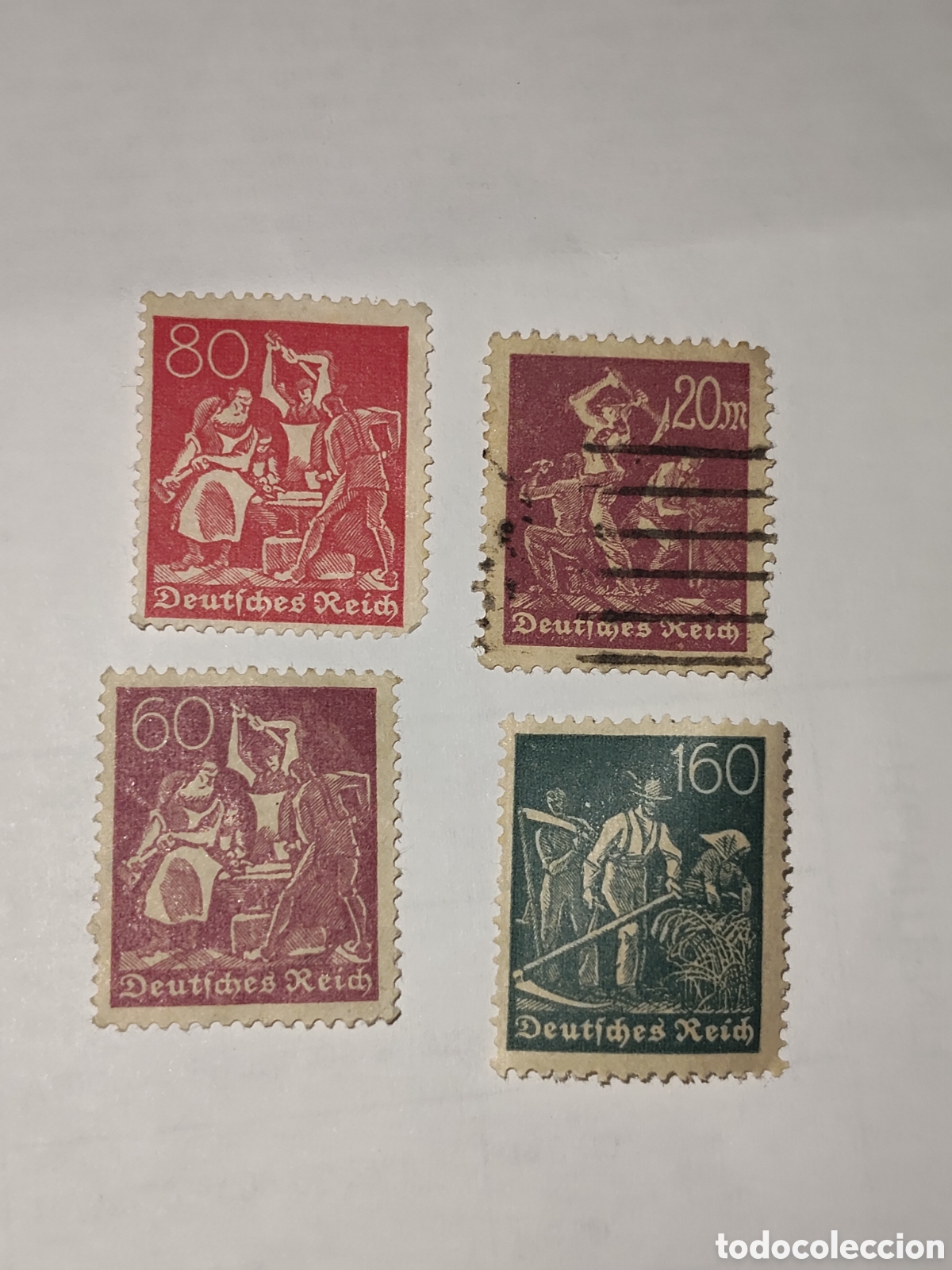 Sellos: 4 sellos alemanes Deutches Reich trabajadores industriales 1922 usados