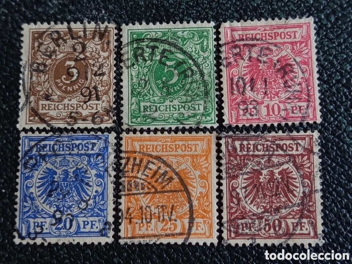 Sellos: Alemania 1889-1900 Aguila Reichspost Lote 6 Sellos Michel 45/50