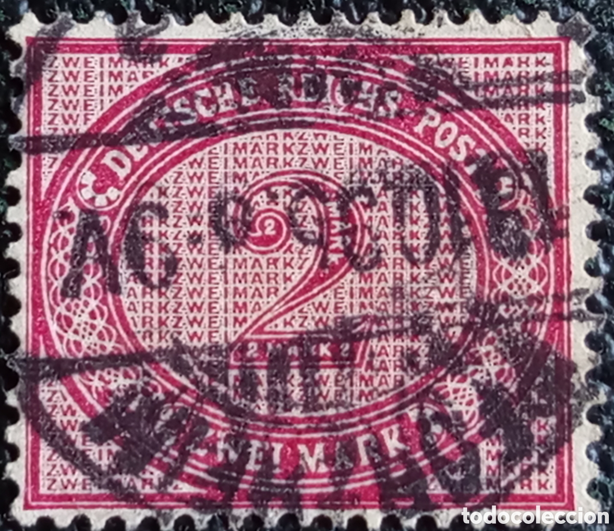 Sellos: Alemania Weimar 1921 Sello 2 Mark Sobrecarga Michel 153 Usado