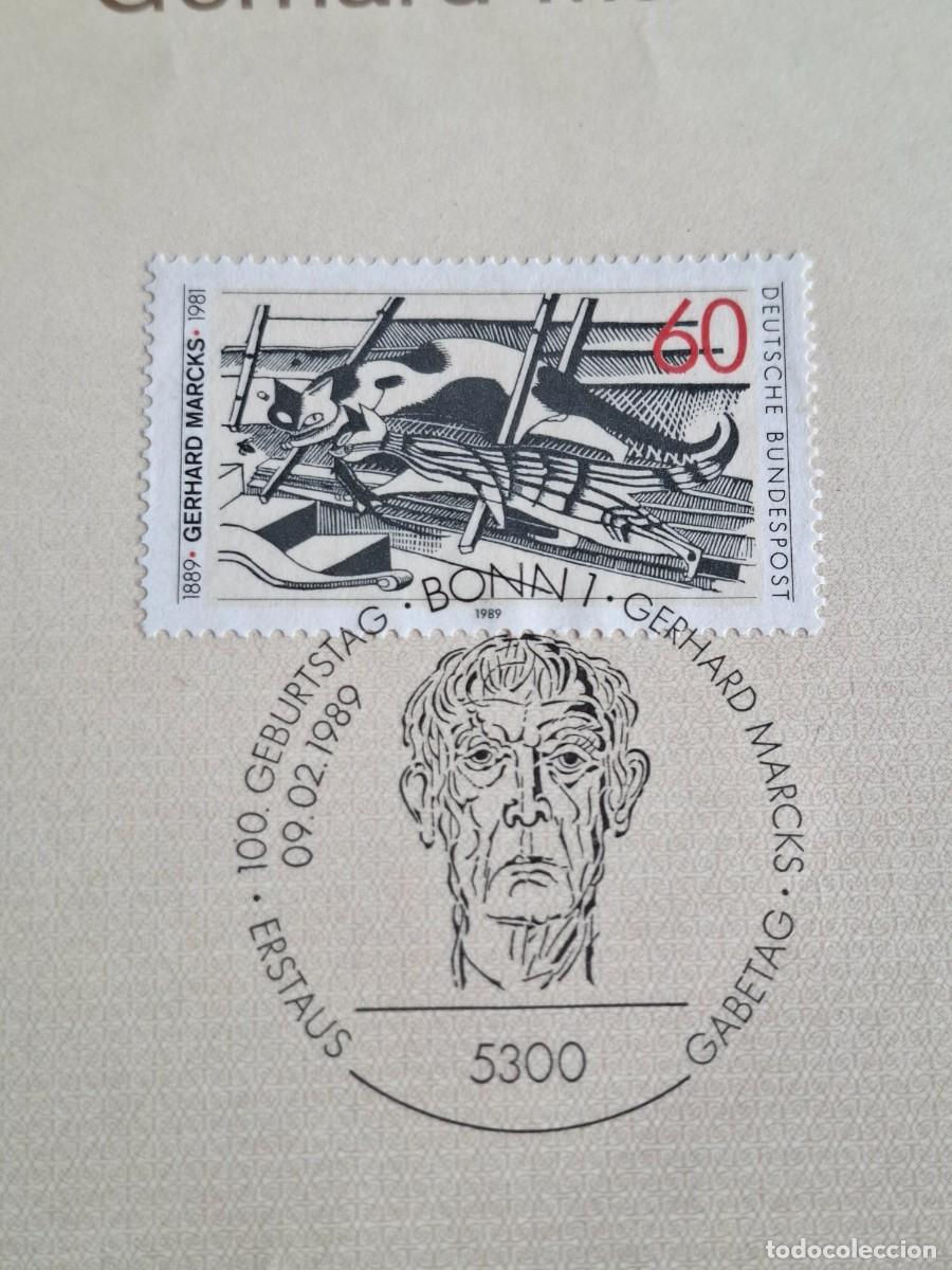 Stamps: HOJA DE PRIMER DIA ETB ALEMANIA 1989, GERHARD MARCKS,CREADOR BAUHAUS,MATASELLADO