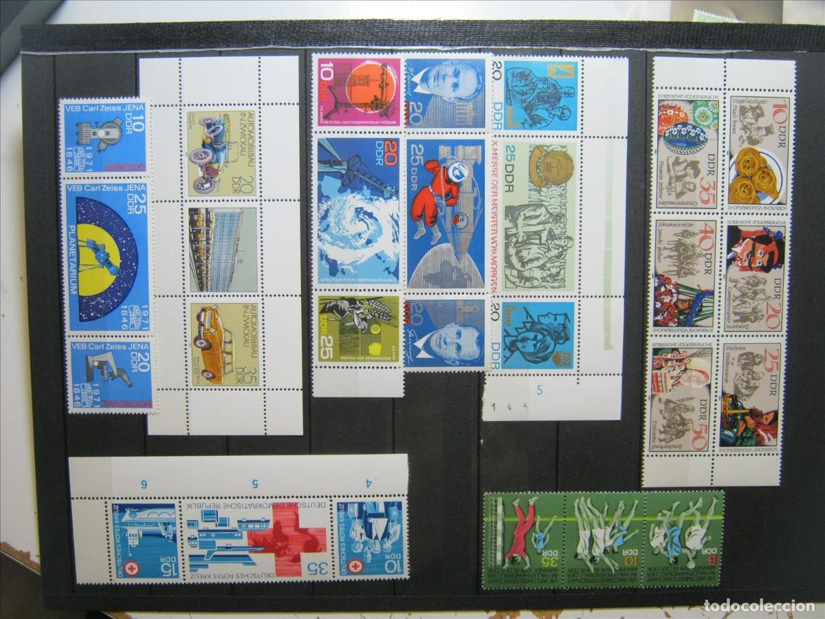 Selos: DDR ALEMANIA ORIENTAL LOTE 8 TR&Iacute;PTICOS MNH** SIN CHARNELA LUJO.