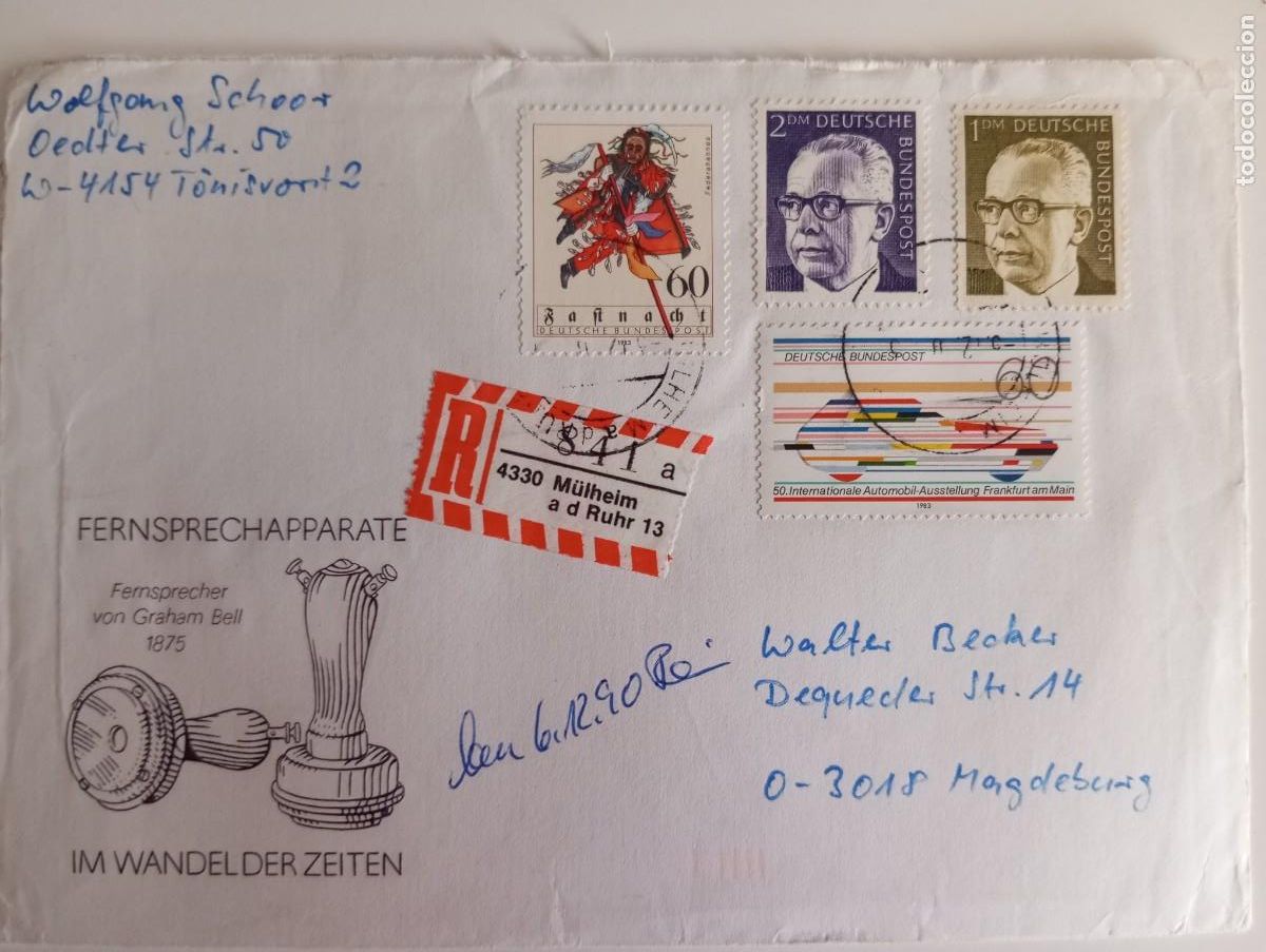 Sellos: ALEMANIA, RFA, &sup1;983, CERTIFICAD DE M&Uuml;LHEIM A D R&Uuml;HR, SOBRE ILUSTRADO